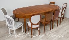 Tavolo ovale classico legno massello intarsio 180x130 con prolunghe 17